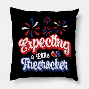 4th of July  Announcement Expecting a Little Firecracker Pillow