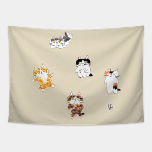 5 cute cats Tapestry