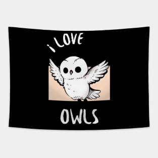 Majestic White Owl Flight - I love Owls Tapestry