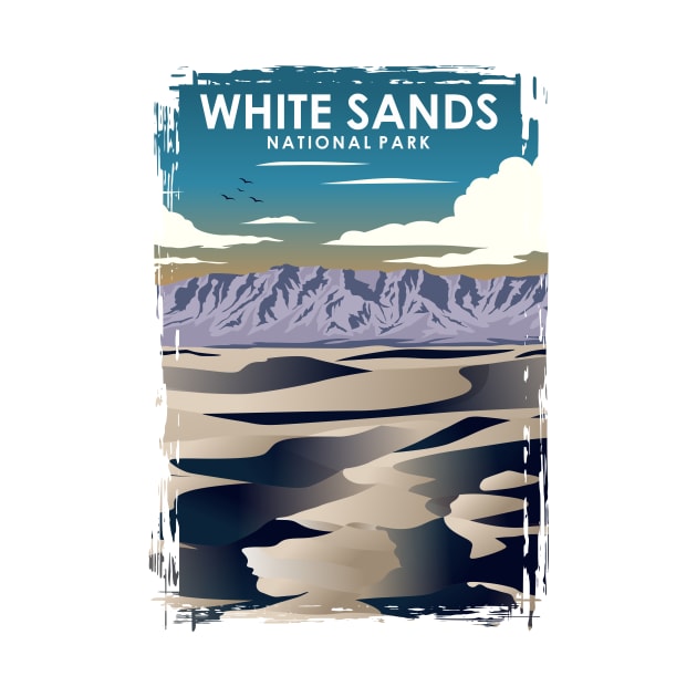 White Sand National Park vintage travel poster by jornvanhezik