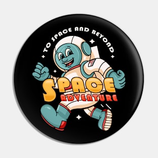 Space Adventure, astronaut mascot cartoon characters explore space Pin