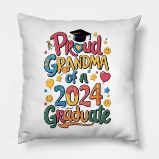 Proud Grandma of a 2024 Graduate Senior Class Graduation Shirts for Family Party Pillow