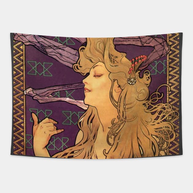 Job by Alphonse Mucha Tapestry by Artimaeus