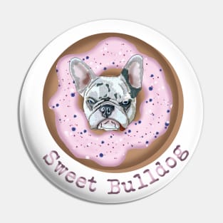 Sweet Bulldog and donut with pink glaze Pin