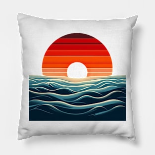 Abstract Ocean Sunset Pillow