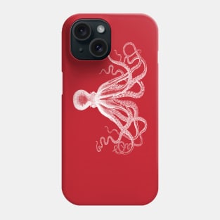 Octopus | Vintage Octopus | Tentacles | Sea Creatures | Nautical | Ocean | Sea | Beach | Red and White | Phone Case