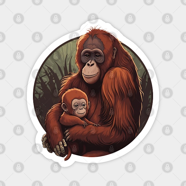 Orangutan Mum and Baby Magnet by Bondoboxy