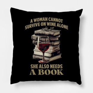 Book Reader Wine Lover Pillow