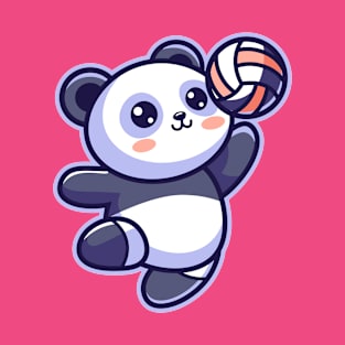 Cute Panda Volleyball Player T-Shirt