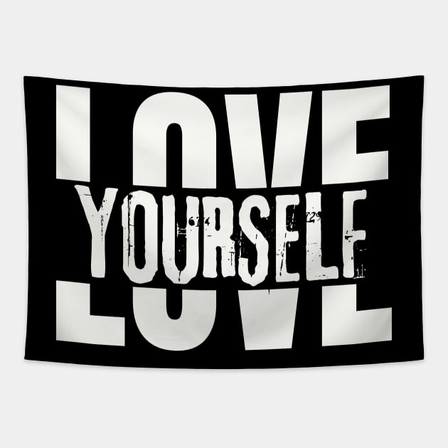 Love Yourself Motivational Word Tapestry by Positive Designer