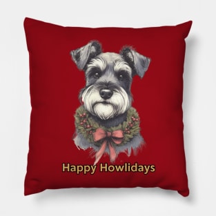 Happy Howlidays Schnauzer Pillow