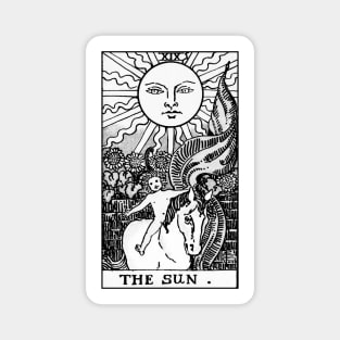 XIX. The Sun Tarot Card | Black and White Magnet