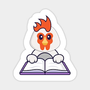 Cute chicken reading a book. Magnet