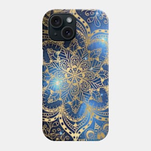 Blue Gold Flower Mandala Pattern Phone Case