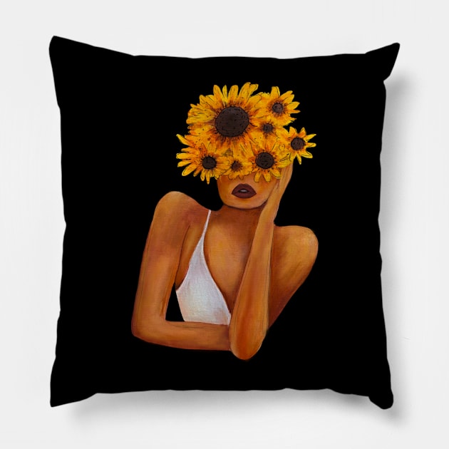 Sunflower women Pillow by Sorbelloart