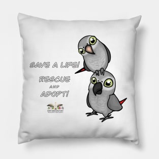 Save a Life!  Rescue & Adopt ~ African Grey Pillow