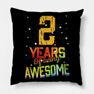 2nd Anniversary Gift Vintage Retro 02 Years Of Being Awesome Gifts Funny 2 Years Birndday Girl Boys Kids Pillow