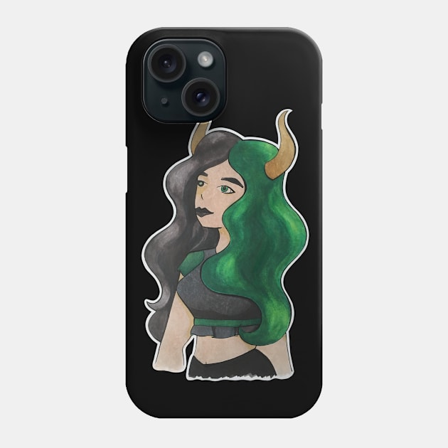 Green-Haired Demon Girl Phone Case by inatorinator