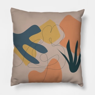 Tropical Line Art Woman, Scandinavian Art Pillow