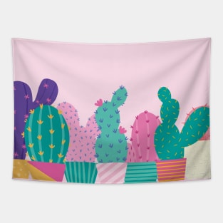 Pink Cactus Line-Up Tapestry