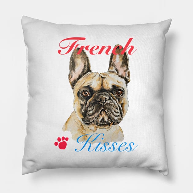 French Bulldog, French Kisses Pillow by archiesgirl