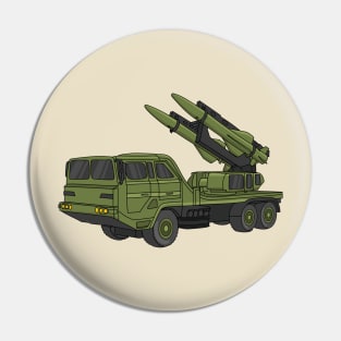 Military missile truck cartoon illustration Pin