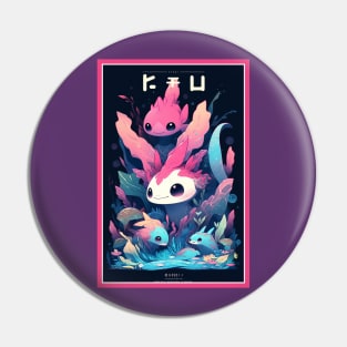 Cute Axolotl Anime Art Design | Cute Animals | Axolotl Hentaii Chibi Kawaii Design Pin