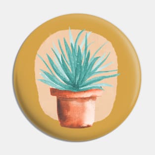 Watercolor Potted Green Houseplant Pin