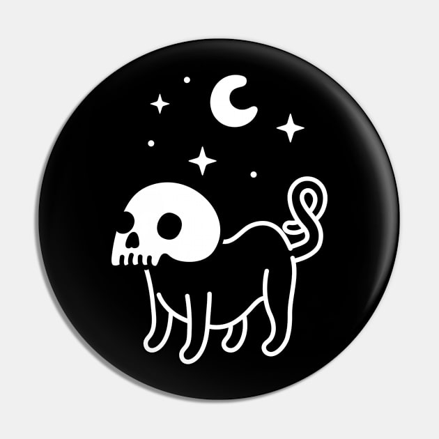 Skull Cat Night Pin by Strymon Art