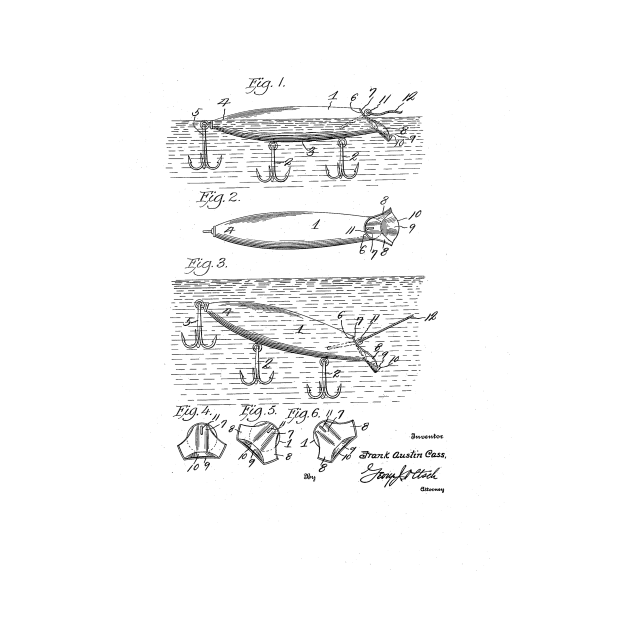 FISHING LURE VINTAGE PATENT DRAWING by TheYoungDesigns