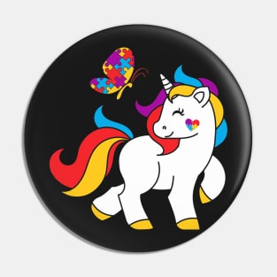 Autism Awareness Unicorn Butterfly Autism Puzzle Pin