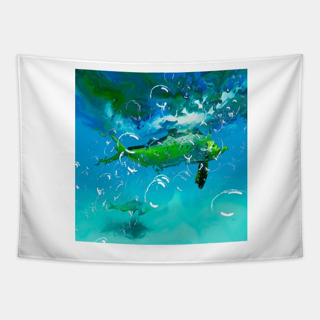 Fly Fishing Mahi Mahi Tapestry by MikaelJenei