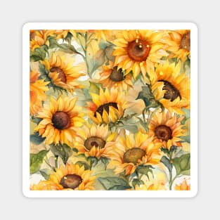 Sunflowers Blooming In Summertime Watercolor Magnet