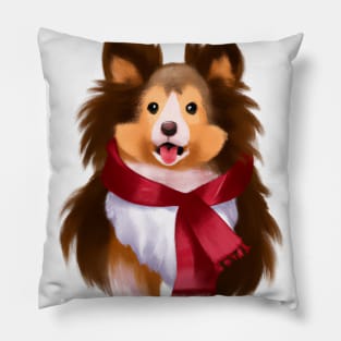 Cute Sheltie Drawing Pillow