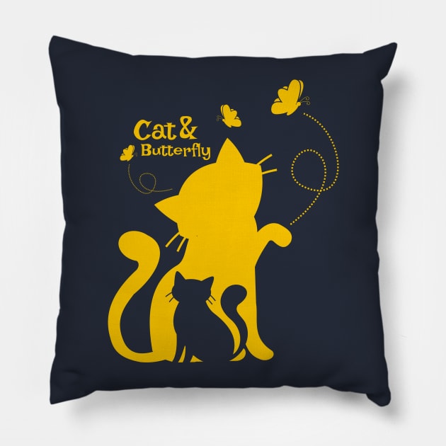 Cat and Butterfly Pillow by herubintang