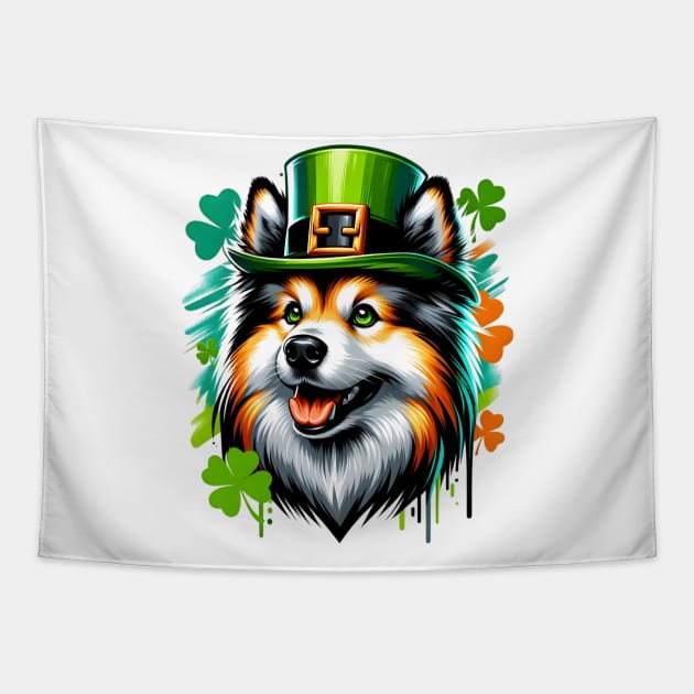 German Spitz in Leprechaun Hat for St. Patrick's Tapestry by ArtRUs