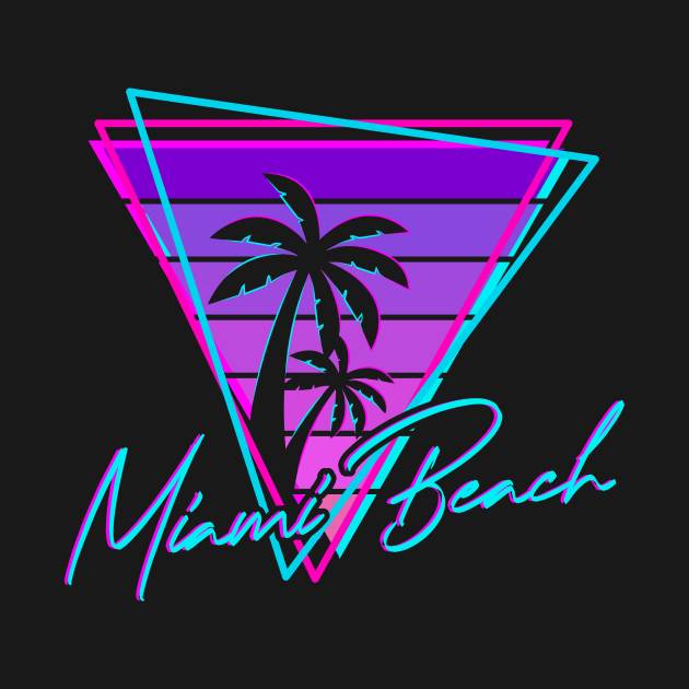 Retro Miami Beach Vintage 80s Beach Gift - Retro - T-Shirt | TeePublic