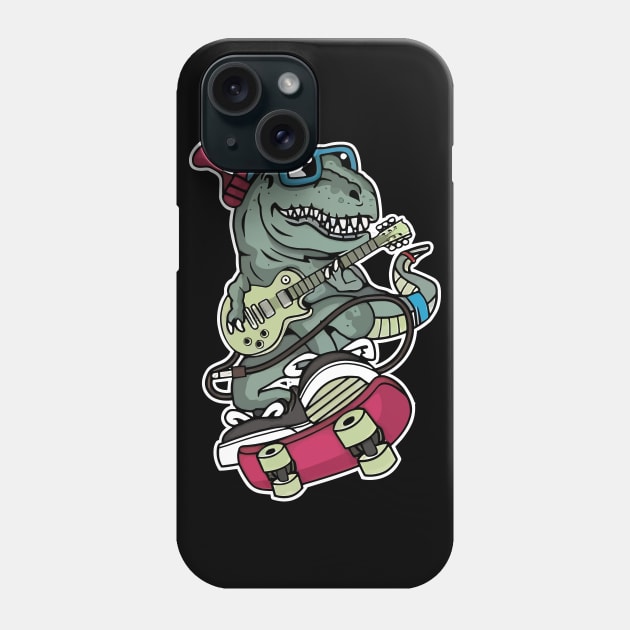 Dino Rocker Adventure Illustration Phone Case by WorldDinosaurs