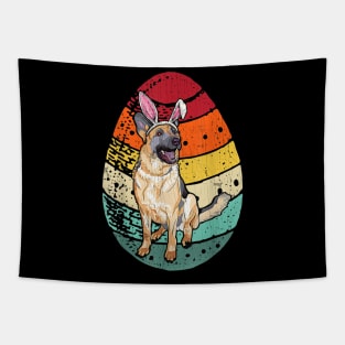 Vintage German Shepherd Dog Egg Bunny Ears Happy Easter Day Tapestry