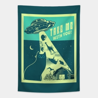 Take me with you! Sci Fi Cat Tapestry