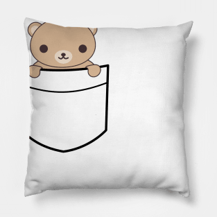 Cute Pocket Brown Bear T-Shirt Pillow