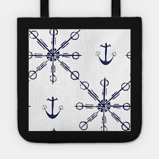 Maritime pattern made of snowflakes and anchors Tote