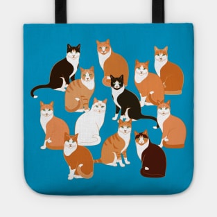 Ginger Cats Group on teal Tote