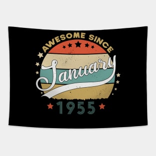 Awesome Since january 1955 Birthday Retro Sunset Vintage Funny Gift For Birthday Tapestry