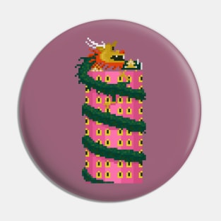 The Dragon Temple Pixel Art Pin