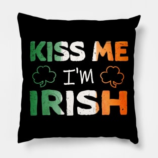 Kiss Me I'm Irish Ireland Flag shamrock St Patrick's day Pillow