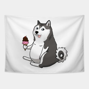 fat husky doge meme Tapestry