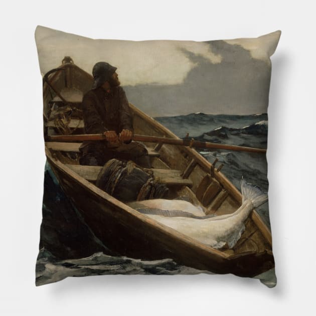 The Fog Warning by Winslow Homer Pillow by Classic Art Stall