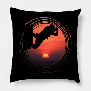 Kitesurfing Action Kite And Surf Silhouette Sunset Pillow