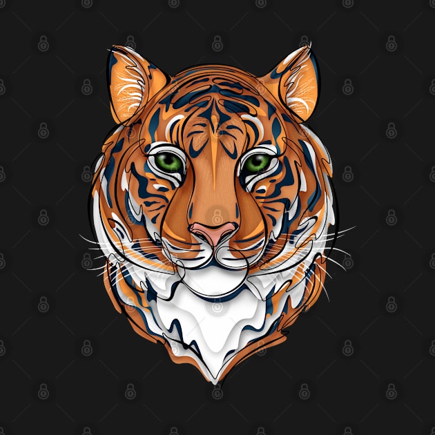 Continuous Line Tiger Portrait. 2022 New Year Symbol by Chinese Horoscope by lissantee